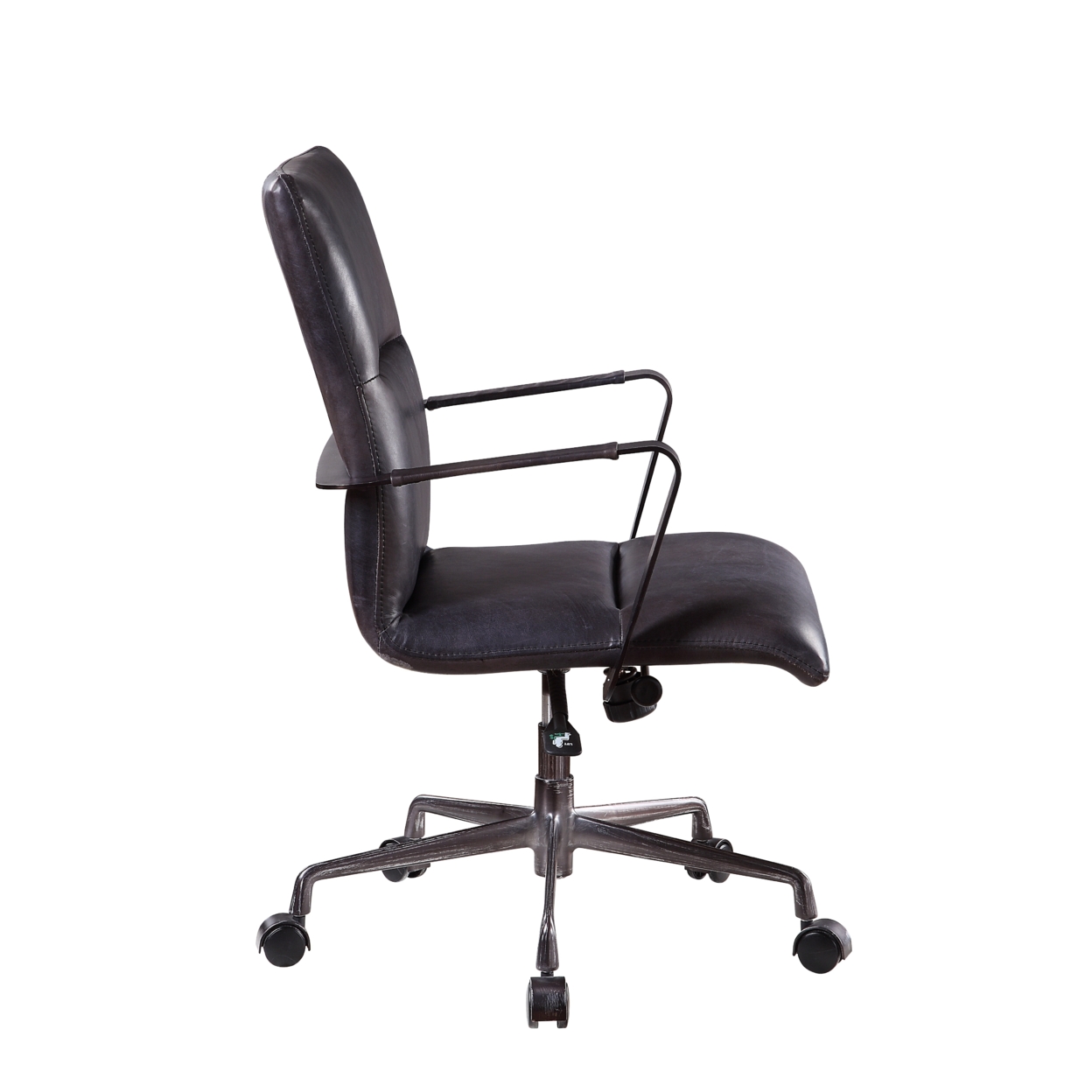 5 Star Base Faux Leather Upholstered Wooden Office Chair, Black- Saltoro Sherpi