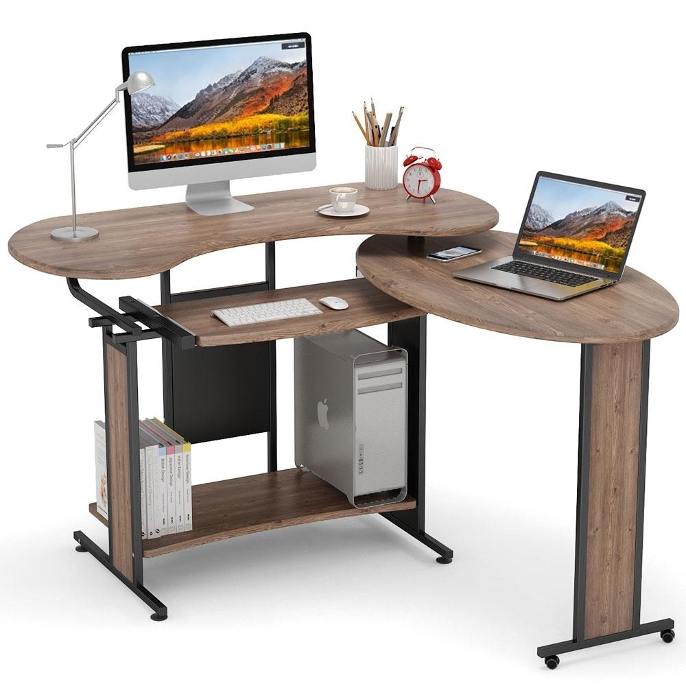 Tribesigns Reversible L-Shaped Computer Desk, Modern Rotating Computer Office Corner Desk - White