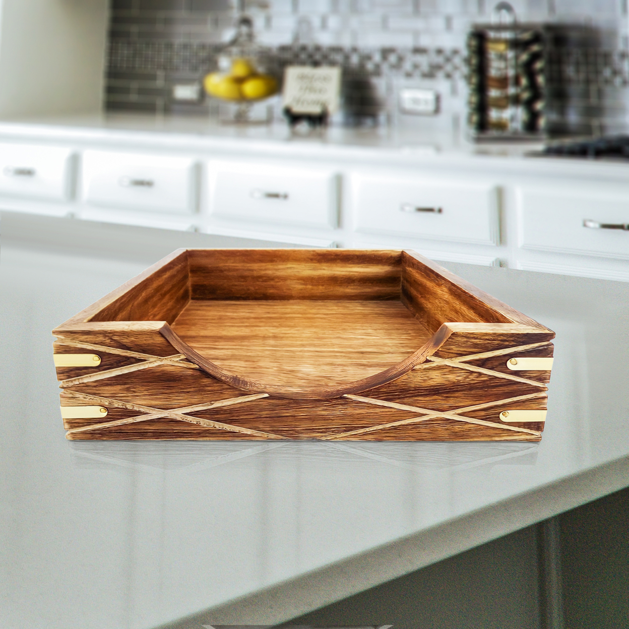 Tabletop Decorative Wood Napkin Holder For Kitchen, Dining Table And Counter Tops