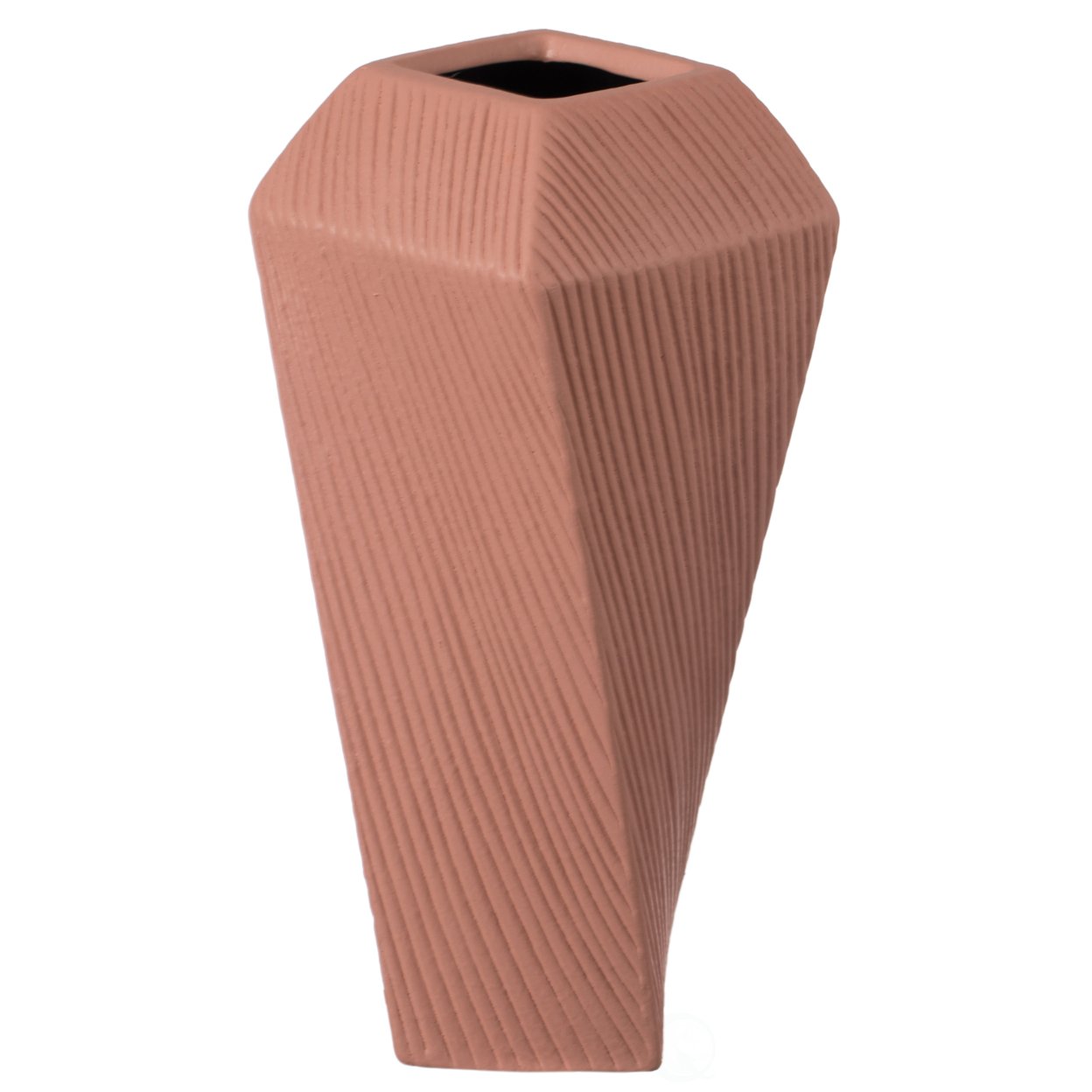 Decorative Ceramic Square Twisted Centerpiece Table Vase - Pink
