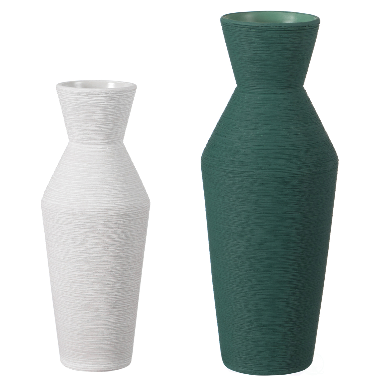 Decorative Ceramic Round Sharp Concaved Top Vase Centerpiece Table Vase - White