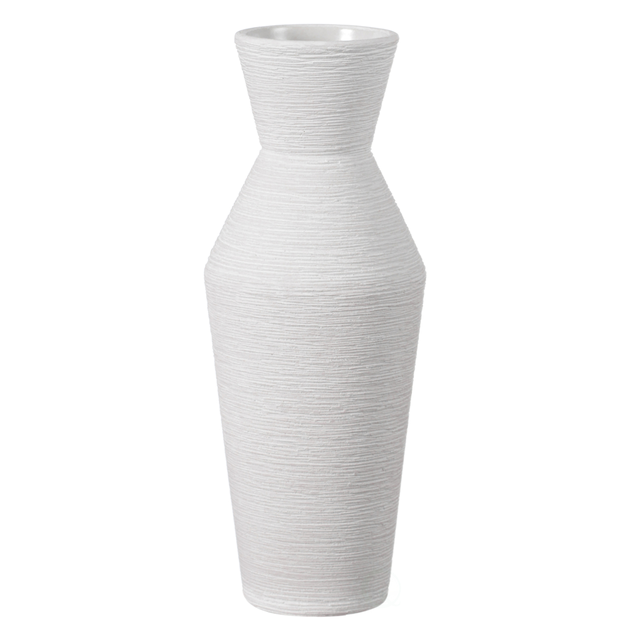 Decorative Ceramic Round Sharp Concaved Top Vase Centerpiece Table Vase - White