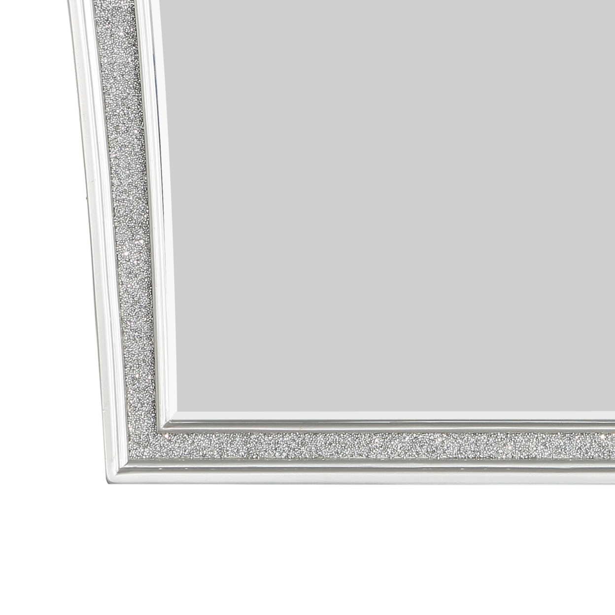 Modern Style Wooden Decorative Mirror With Rhinestone Inlays, Silver- Saltoro Sherpi