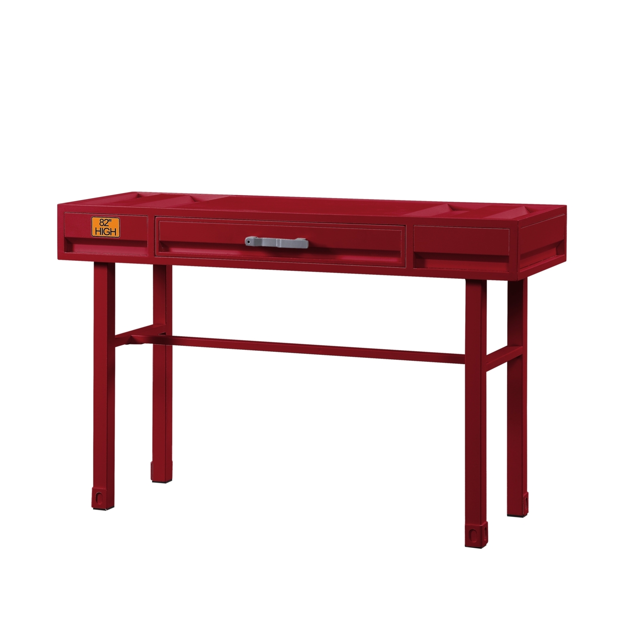 Industrial Style Metal And Wood 1 Drawer Vanity Desk, Red- Saltoro Sherpi