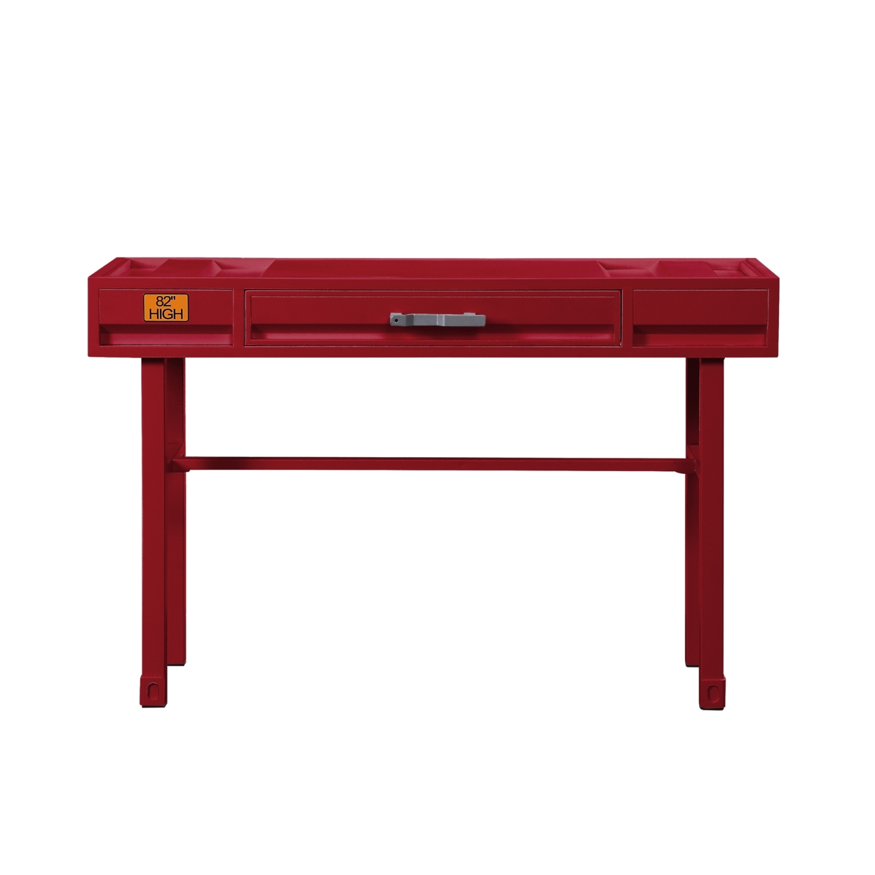 Industrial Style Metal And Wood 1 Drawer Vanity Desk, Red- Saltoro Sherpi