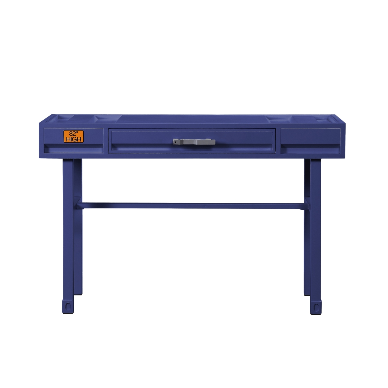 Industrial Style Metal And Wood 1 Drawer Vanity Desk, Blue- Saltoro Sherpi