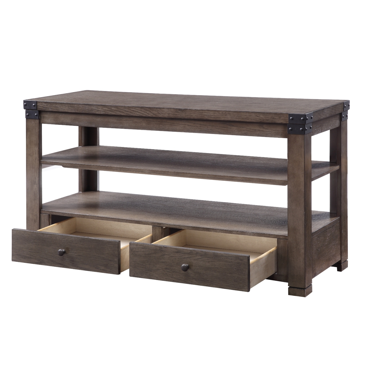 Contemporary Style Wooden Sofa Table With Two Open Shelves, Gray- Saltoro Sherpi