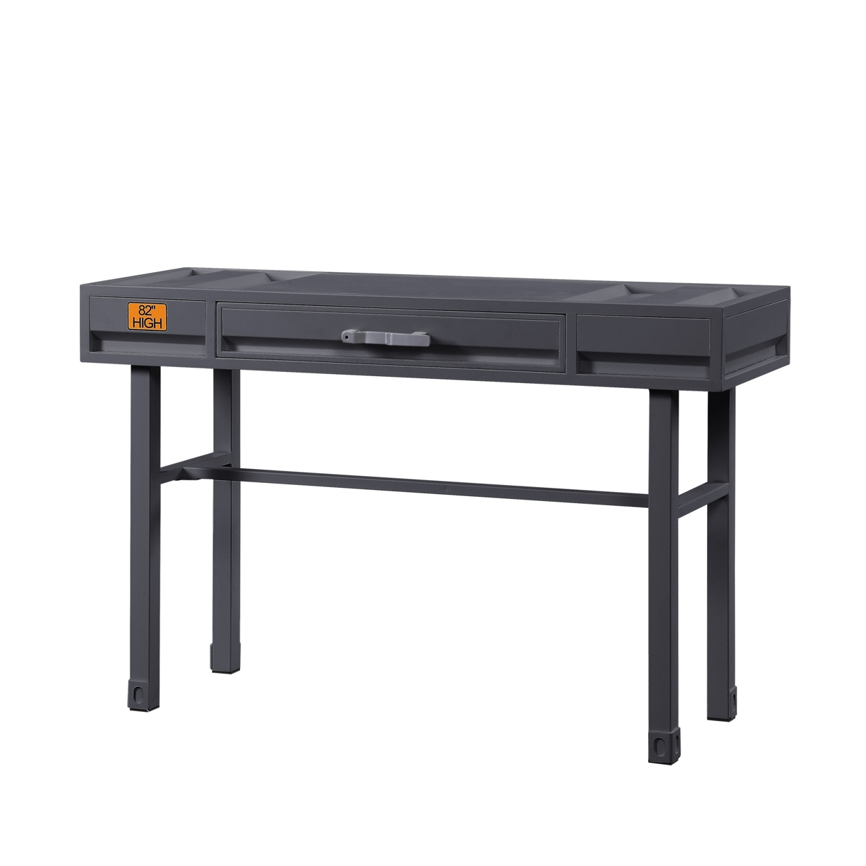 Industrial Style Metal And Wood 1 Drawer Vanity Desk, Gray- Saltoro Sherpi