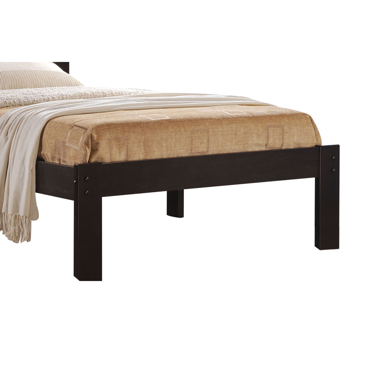 Contemporary Style Wooden Full Size Bed With Slatted Headboard, Brown- Saltoro Sherpi