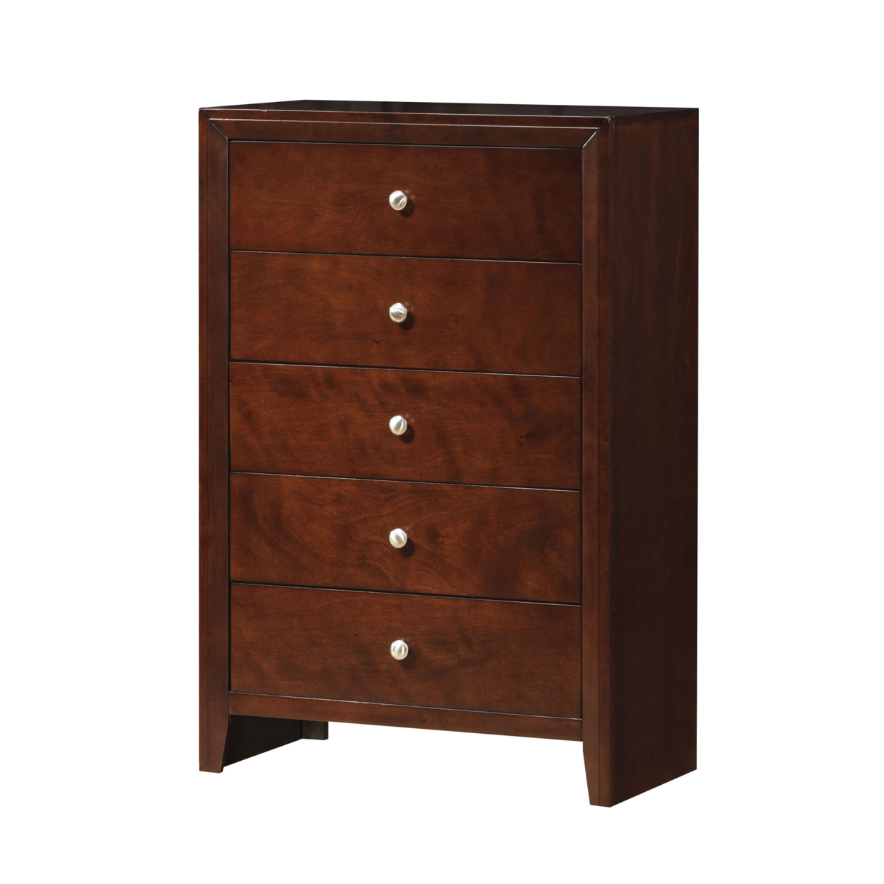 Contemporary Style Wooden Chest With 5 Storage Drawers, Brown- Saltoro Sherpi