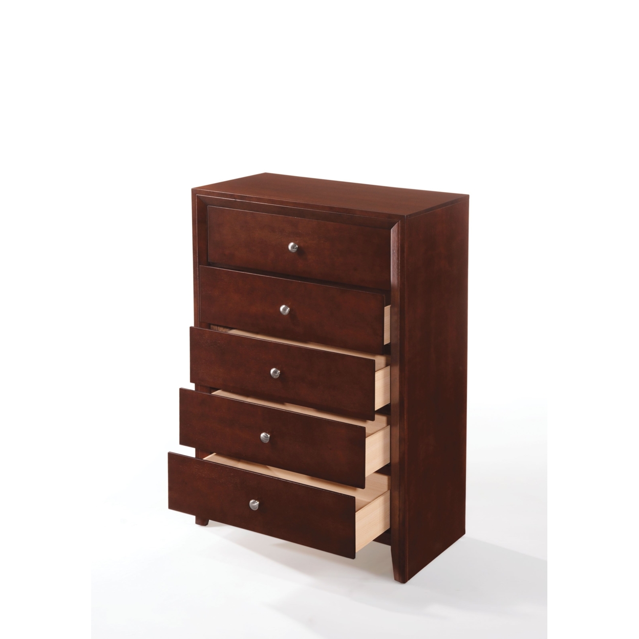 Contemporary Style Wooden Chest With 5 Storage Drawers, Brown- Saltoro Sherpi