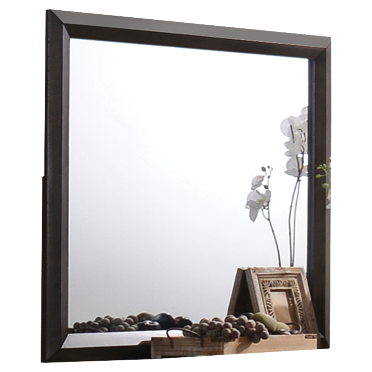 Transition Style Wooden Mirror With Rectangular Shape,Brown And Silver- Saltoro Sherpi