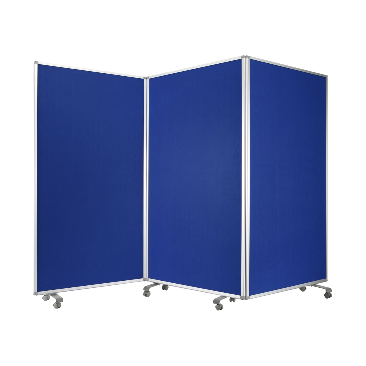 Accordion Style Fabric Upholstered 3 Panel Room Divider, Blue And Gray- Saltoro Sherpi