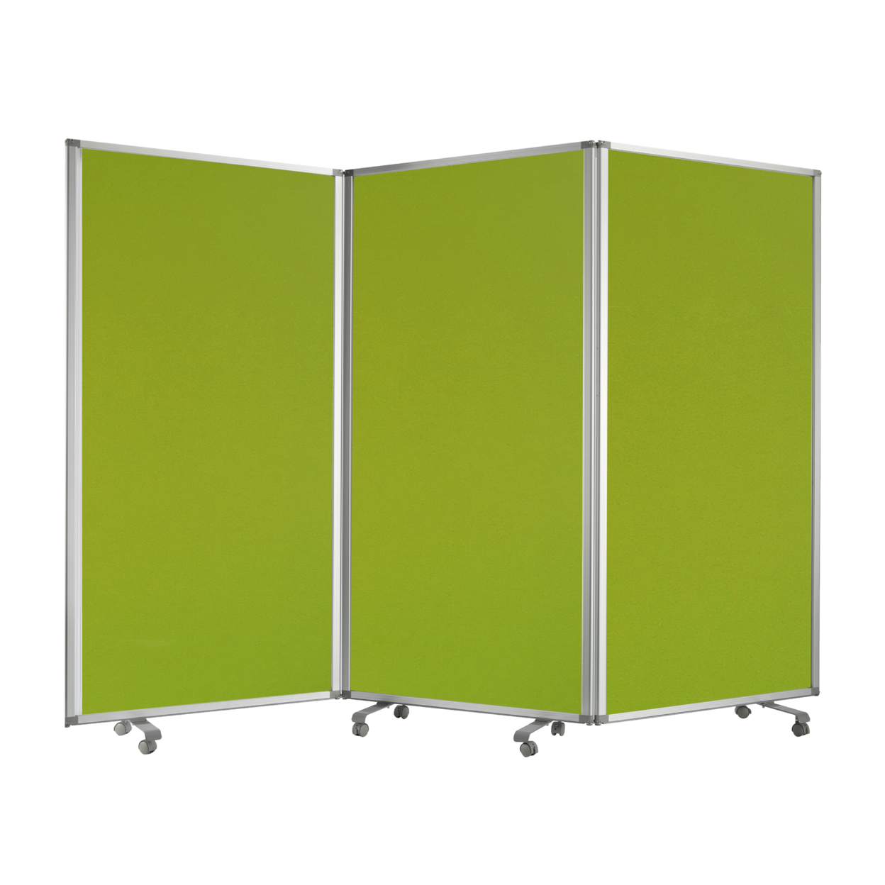 Accordion Style Fabric Upholstered 3 Panel Room Divider, Green And Gray- Saltoro Sherpi