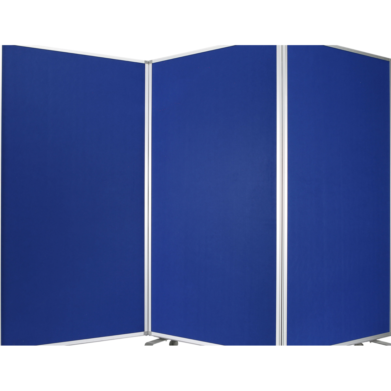 Accordion Style Fabric Upholstered 3 Panel Room Divider, Blue And Gray- Saltoro Sherpi