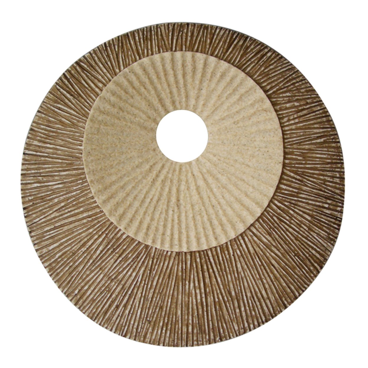 Round And Ribbed Double Layer Sandstone Wall Art, Large, Brown And Beige- Saltoro Sherpi