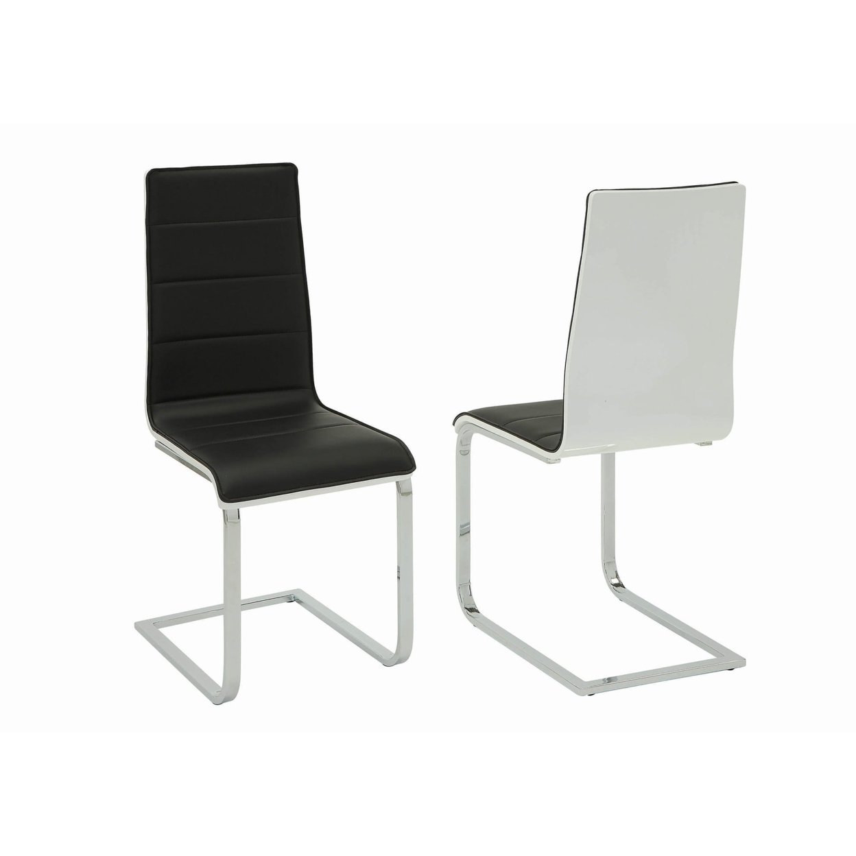 Metal Dining Chairs With Cantilever Design, Set Of 2, White And Black- Saltoro Sherpi