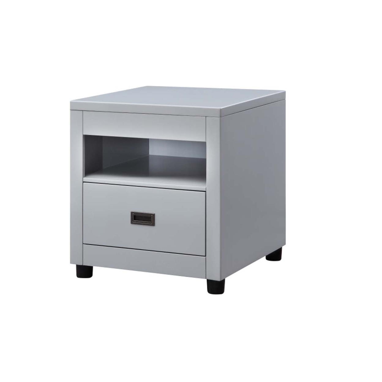 Transitional Style Wooden End Table With 1 Drawer, Gray And Black- Saltoro Sherpi