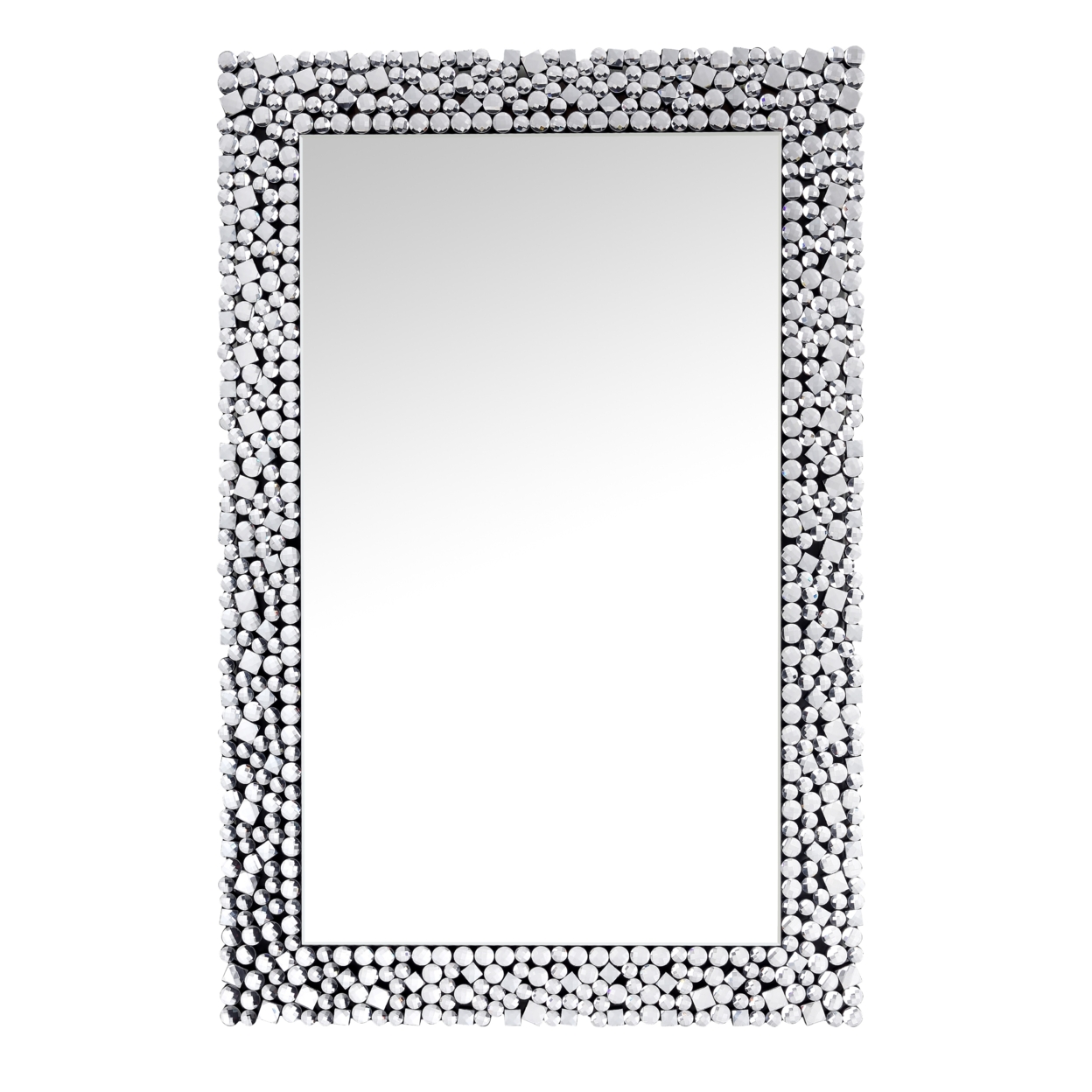Sparkling Wall Decor With Beveled Edges And Faux Gem Inlay, Silver- Saltoro Sherpi
