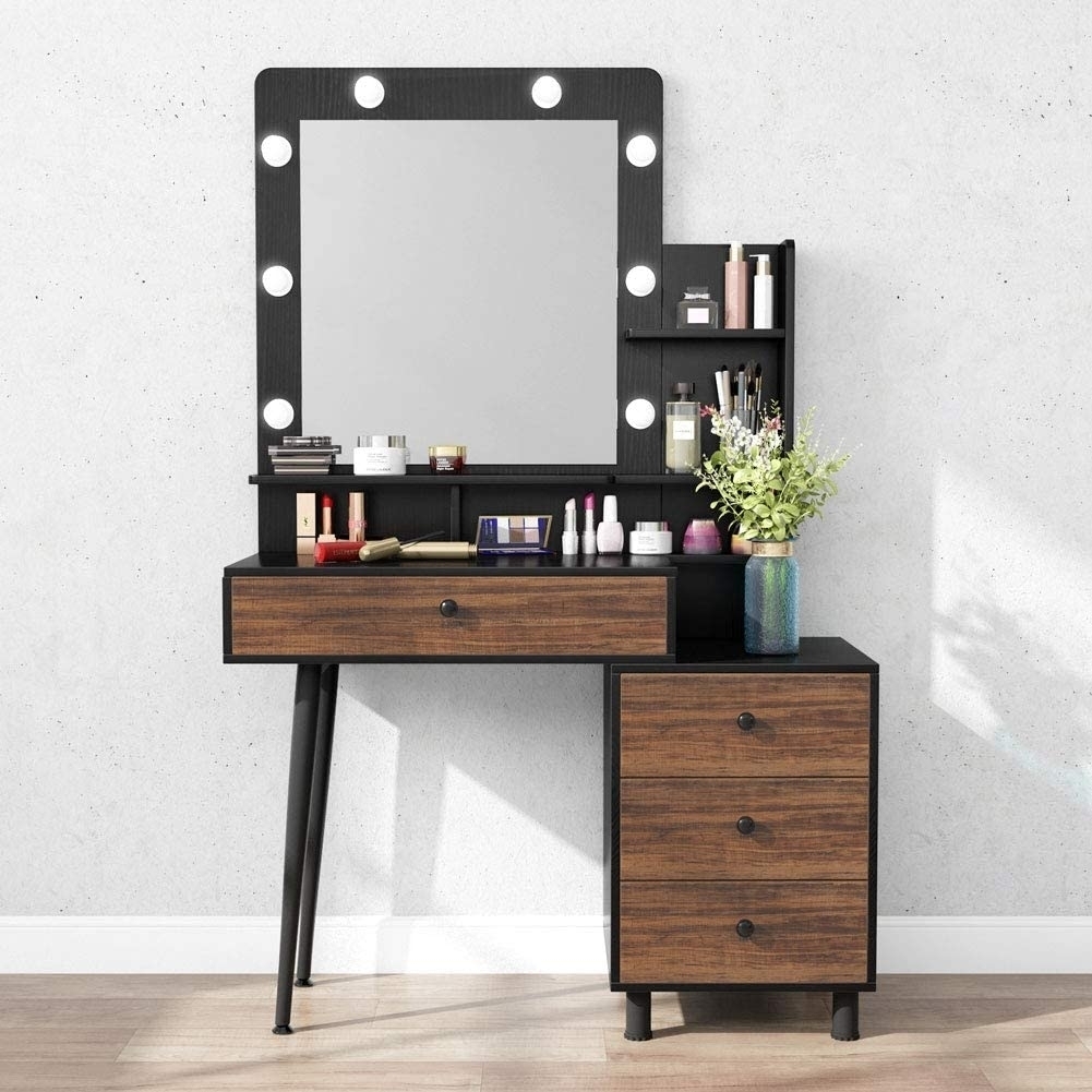 Tribesigns Vanity Table With Lighted Mirror, Vintage Makeup Dressing Table