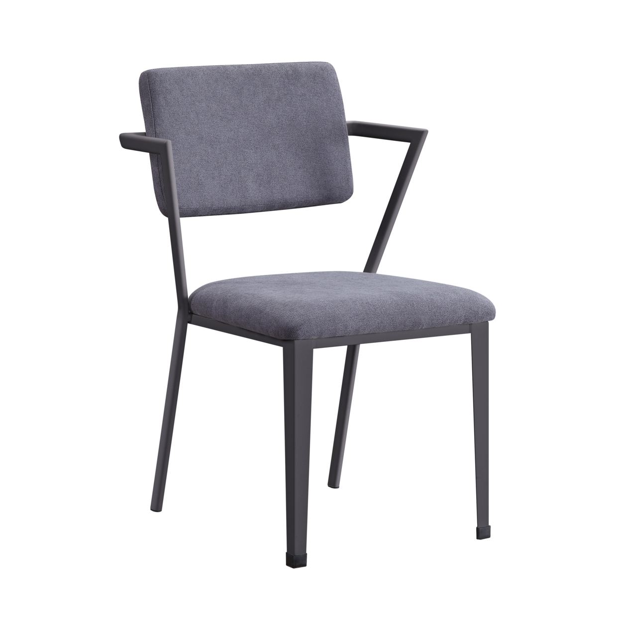 Metal Chair With Fabric Upholstered Seat And Back, Gray- Saltoro Sherpi
