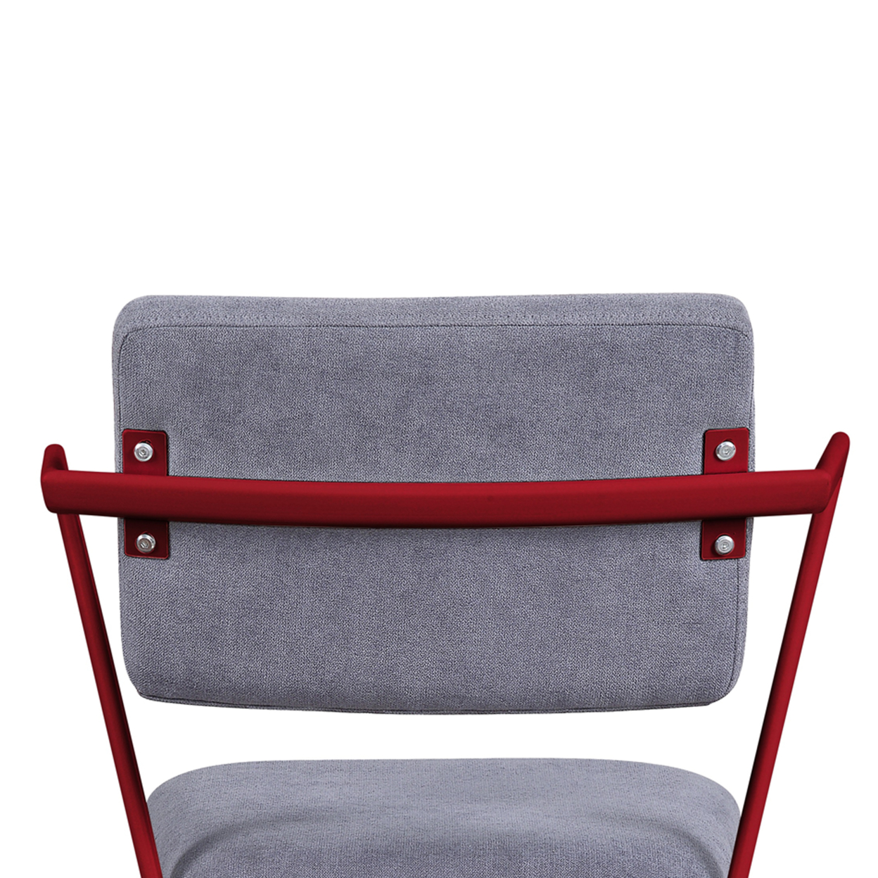 Fabric Upholstered Metal Base Chair With Flared Armrest, Red And Gray- Saltoro Sherpi