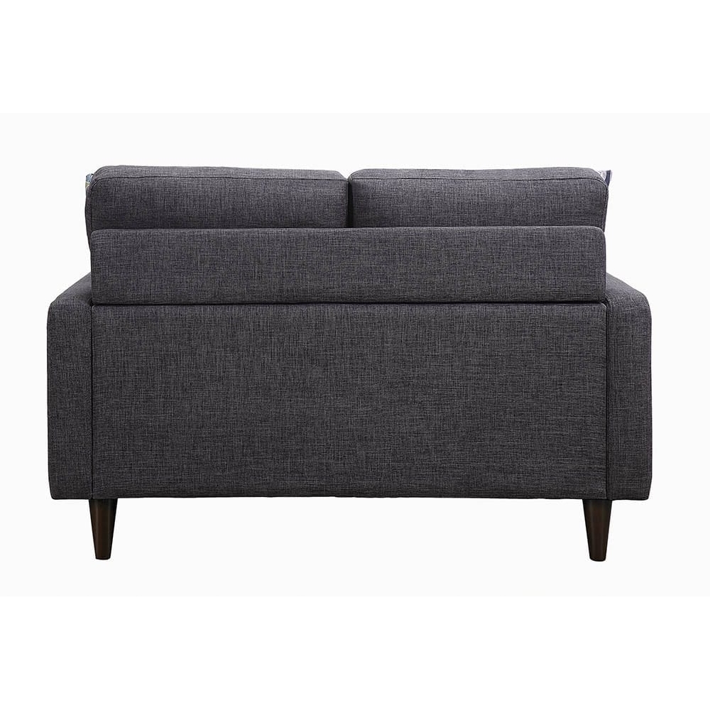 Fabric Upholstered Wooden Loveseat With Tufted Back, Gray- Saltoro Sherpi