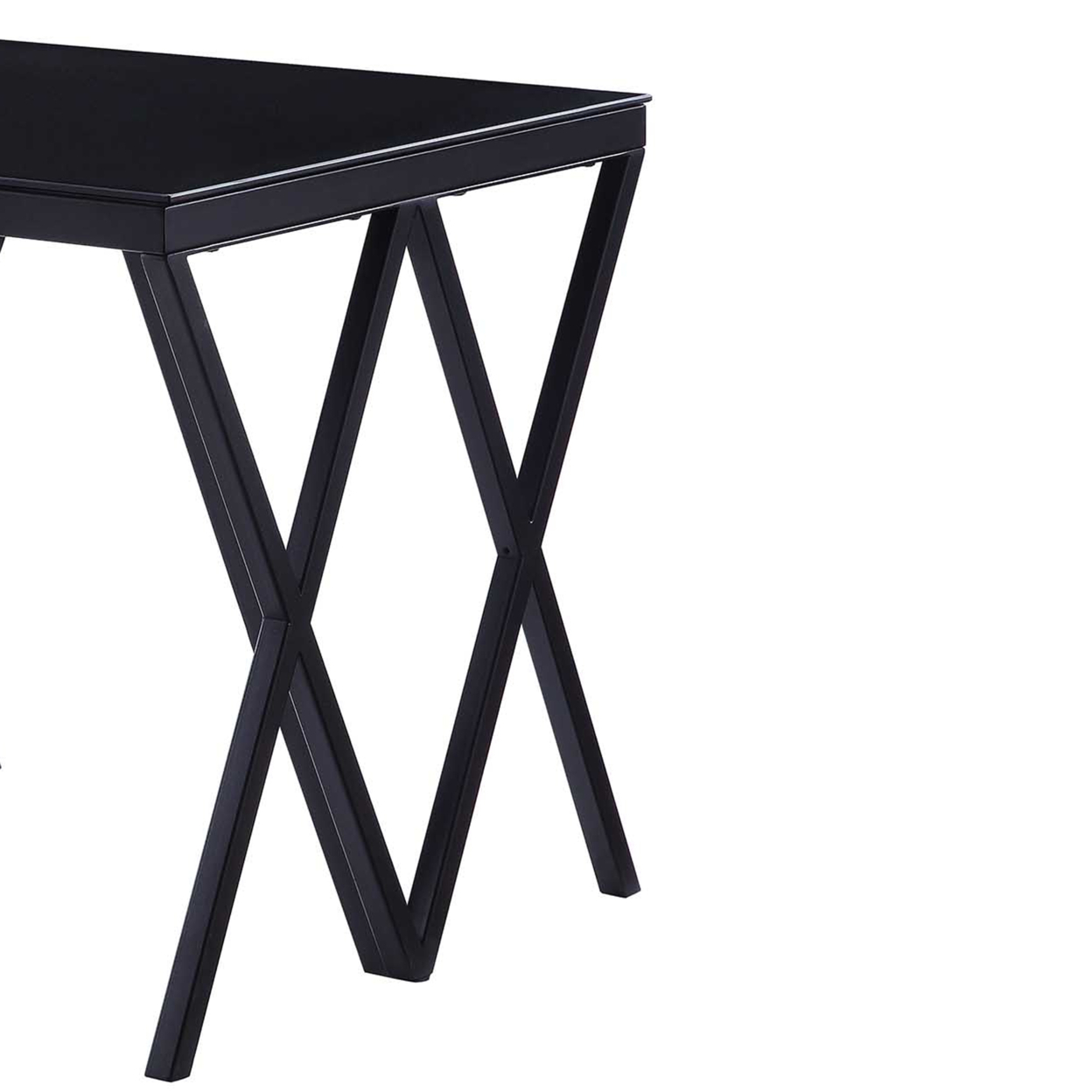 Contemporary Style Metal End Table With Geometric Base, Black- Saltoro Sherpi