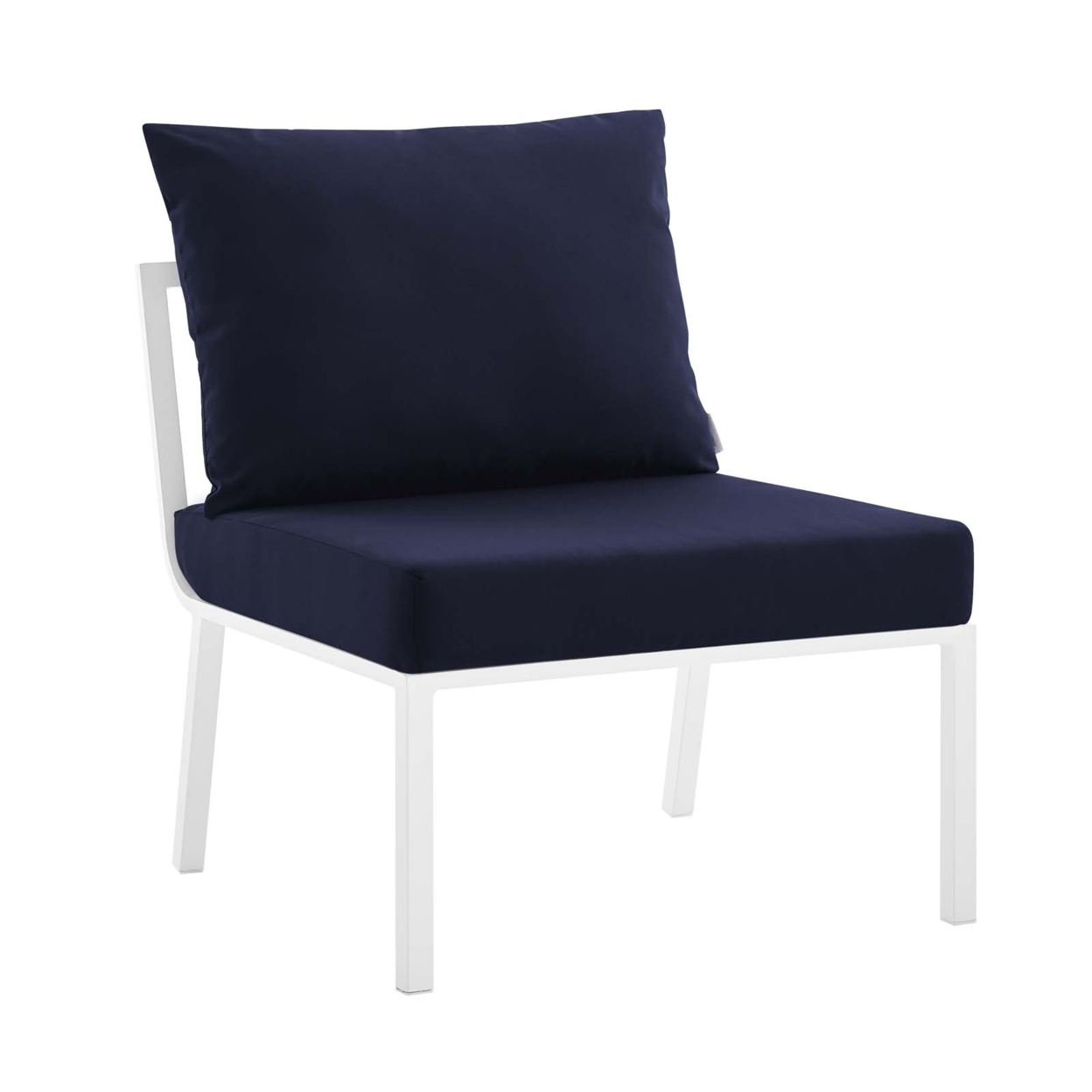 Riverside Outdoor Patio Aluminum Armless Chair,White Navy