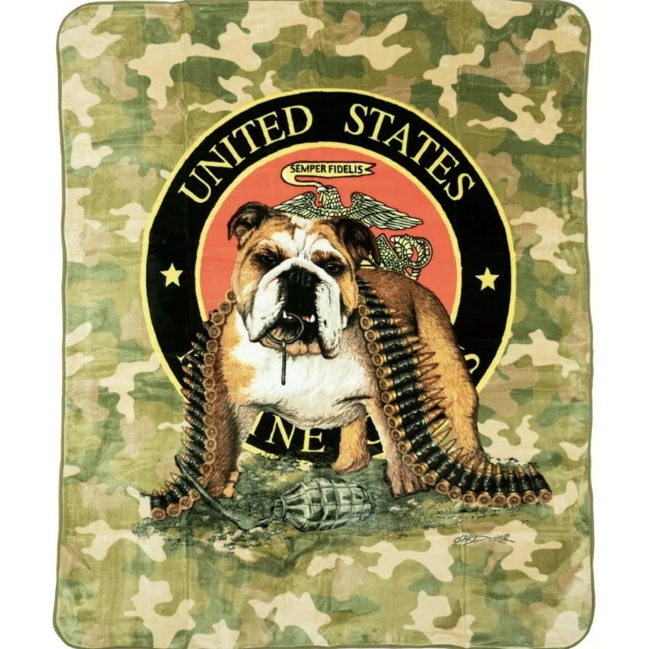 JPi Signature Series Mink Blankets, 7 Styles - Marine Bulldog Camo
