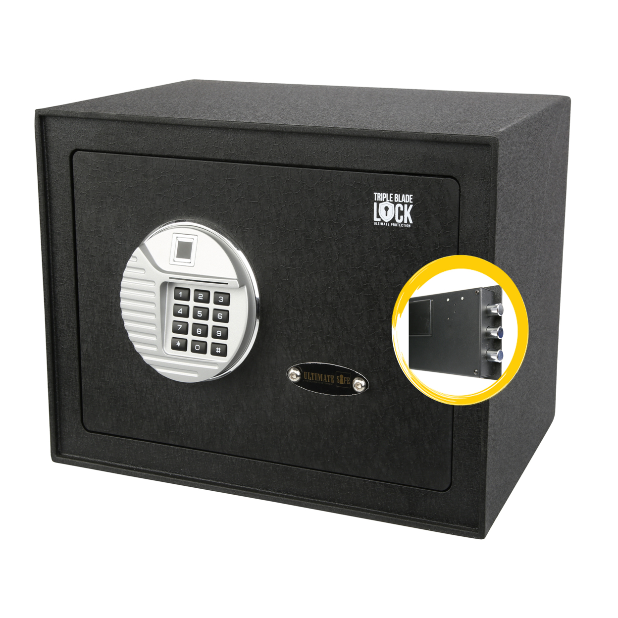 Ultimate Safe 0.5 Cu Ft Biometric Fingerprint Home Security Safe With Triple Blade Lock