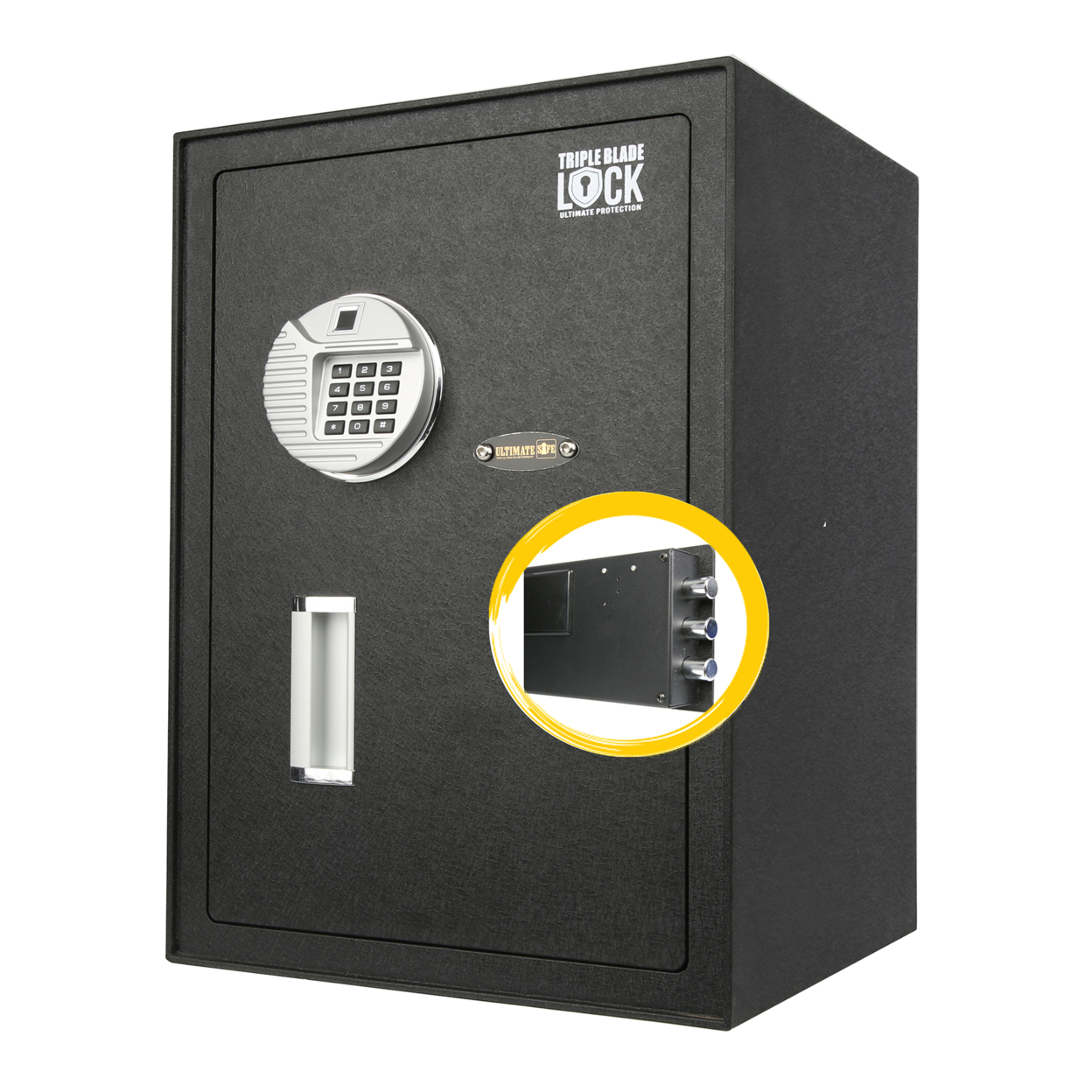 Ultimate Safe 1.8 Cu Ft Large Biometric Home Security Safe With Triple Blade Lock