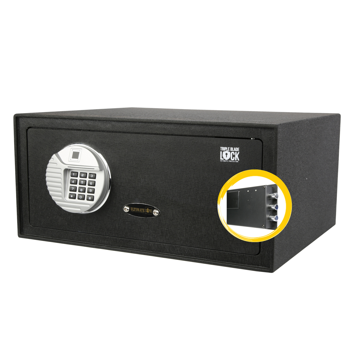Ultimate Safe 0.84 Cu Ft Biometric Fingerprint Home Office Laptop Safe Box With Triple Blade Lock