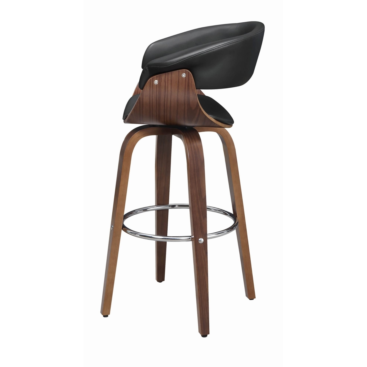 Leatherette Wooden Swivel Bar Stool With Spider Legs, Brown And Black- Saltoro Sherpi