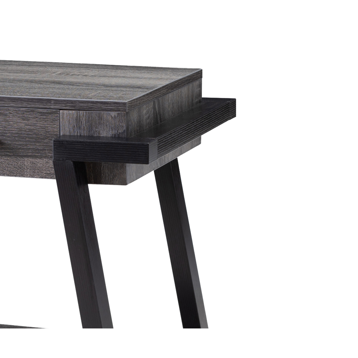 Wooden End Table With Angled Leg Support And 1 Drawer, Black And Gray- Saltoro Sherpi