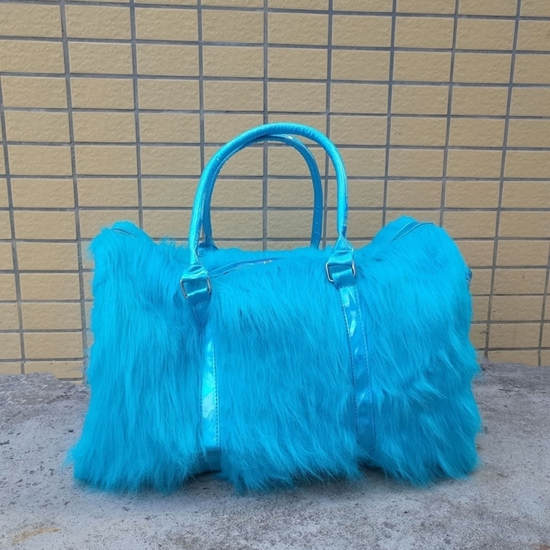 Fur Bag High-end Laser Travel Bag Vacation Bag - blue