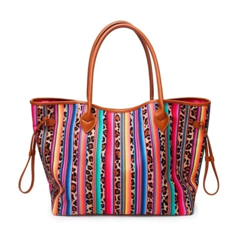 Unisex Tote Bag With Magnetic Buckle Canvas Bag - color strip