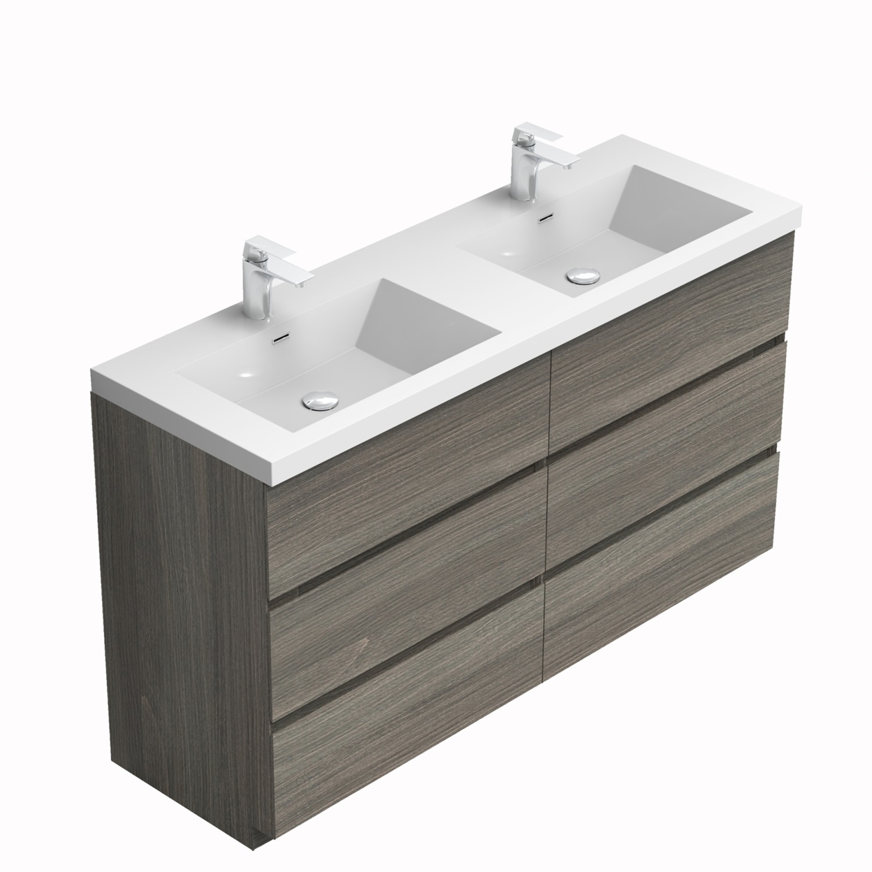 Deb 59 in. W x 19.5 in. D. x 34.2 in. H Modern Design Bathroom Furniture Set Bathroom Cabinet with Basin - Maple Grey