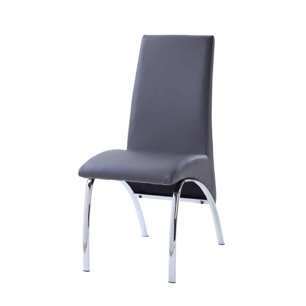 Leatherette Dining Chair With Metal Legs, Set Of 2, Gray And Chrome- Saltoro Sherpi