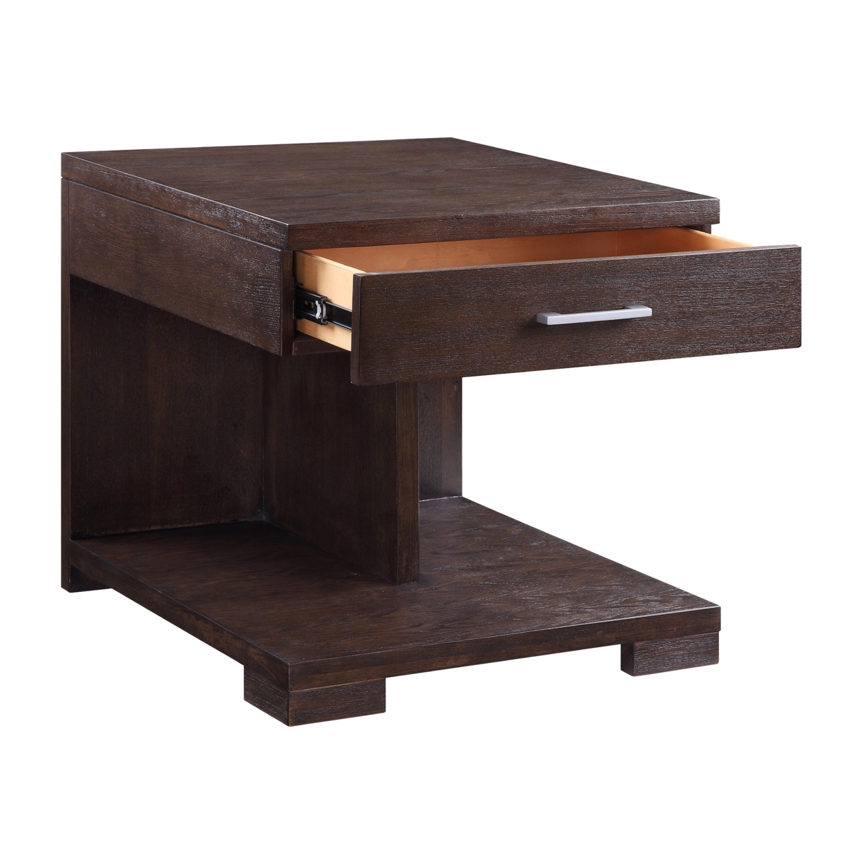 Wooden End Table With 1 Drawer, Brown- Saltoro Sherpi