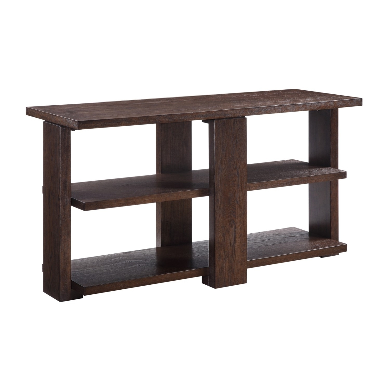 Wooden Sofa Table With 2 Open Display Shelves, Brown- Saltoro Sherpi