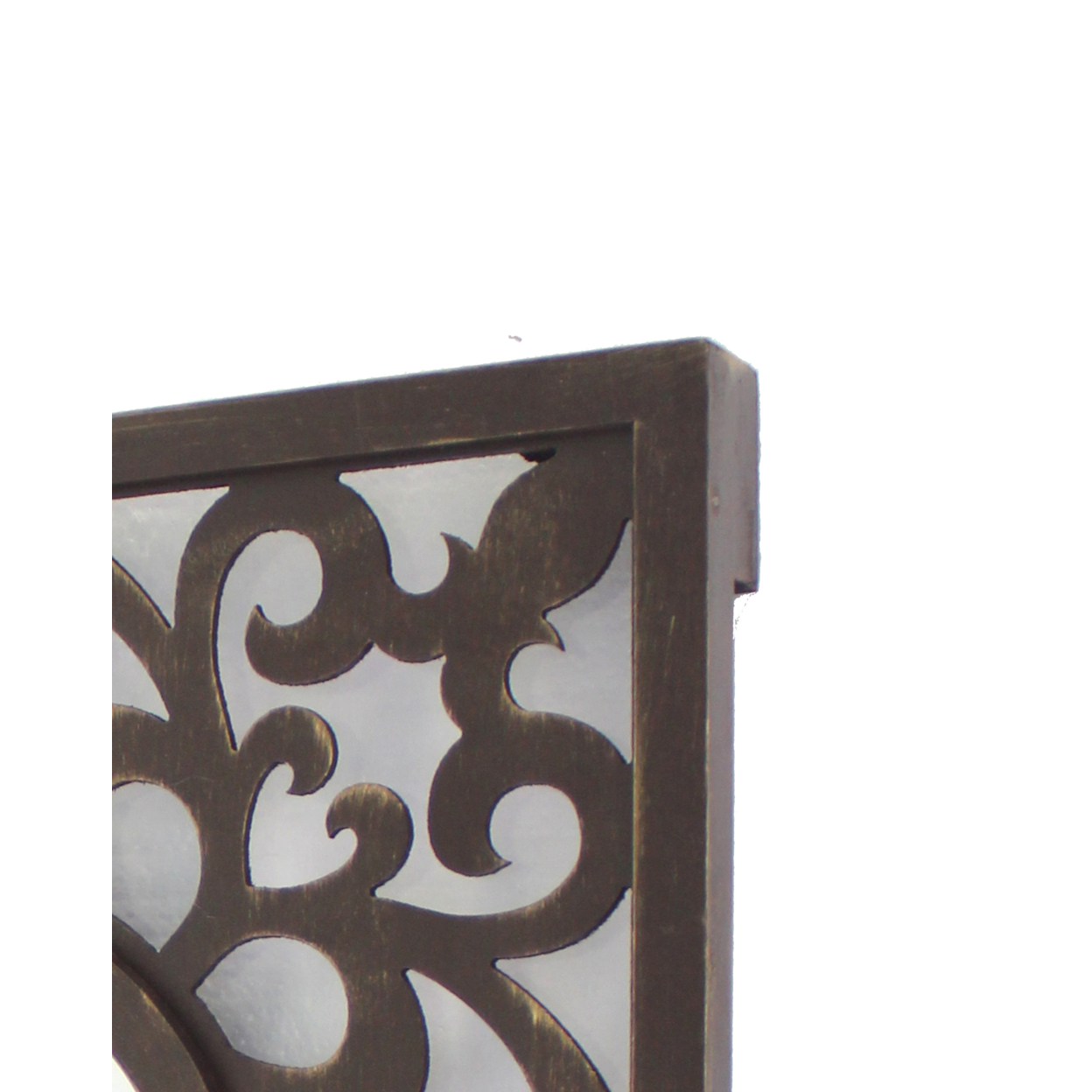 Wooden Frame Square Wall Mirror With Floral Cut Out Design, Espresso- Saltoro Sherpi