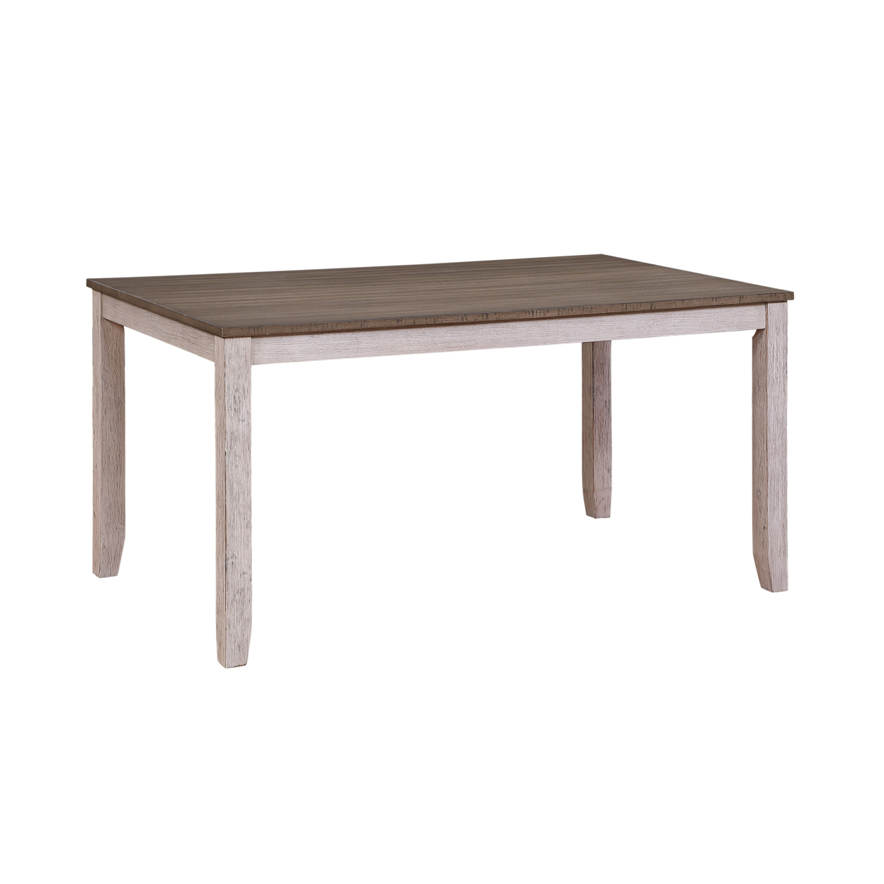Rectangular Dining Table With Chamfered Legs, Antique White And Brown- Saltoro Sherpi