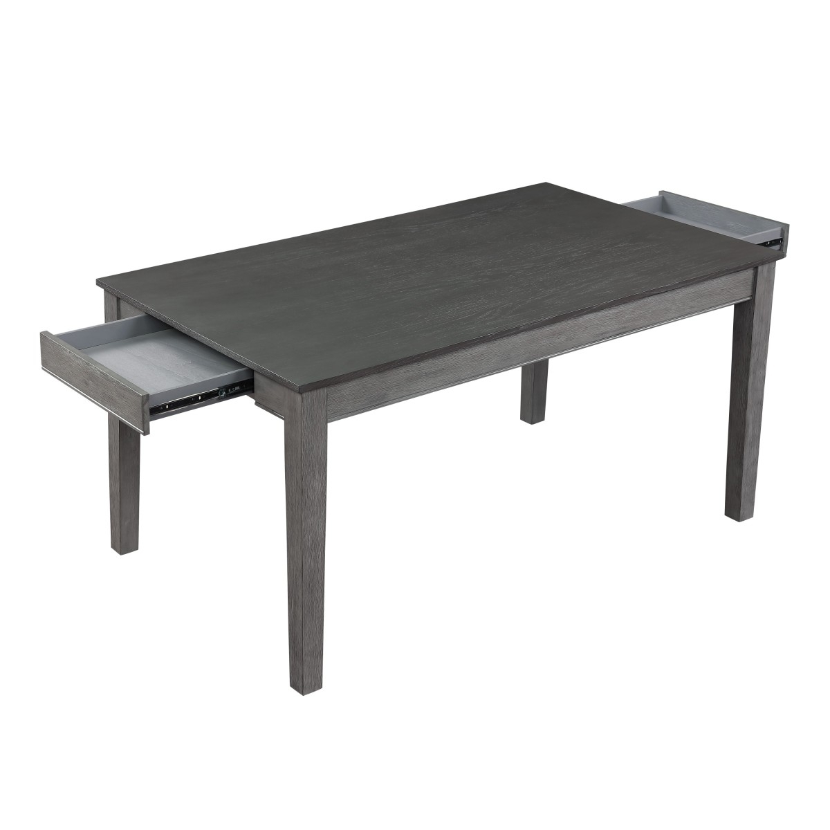 Rectangular Wooden Dining Table With 2 Drawers And Tapered Legs, Gray- Saltoro Sherpi
