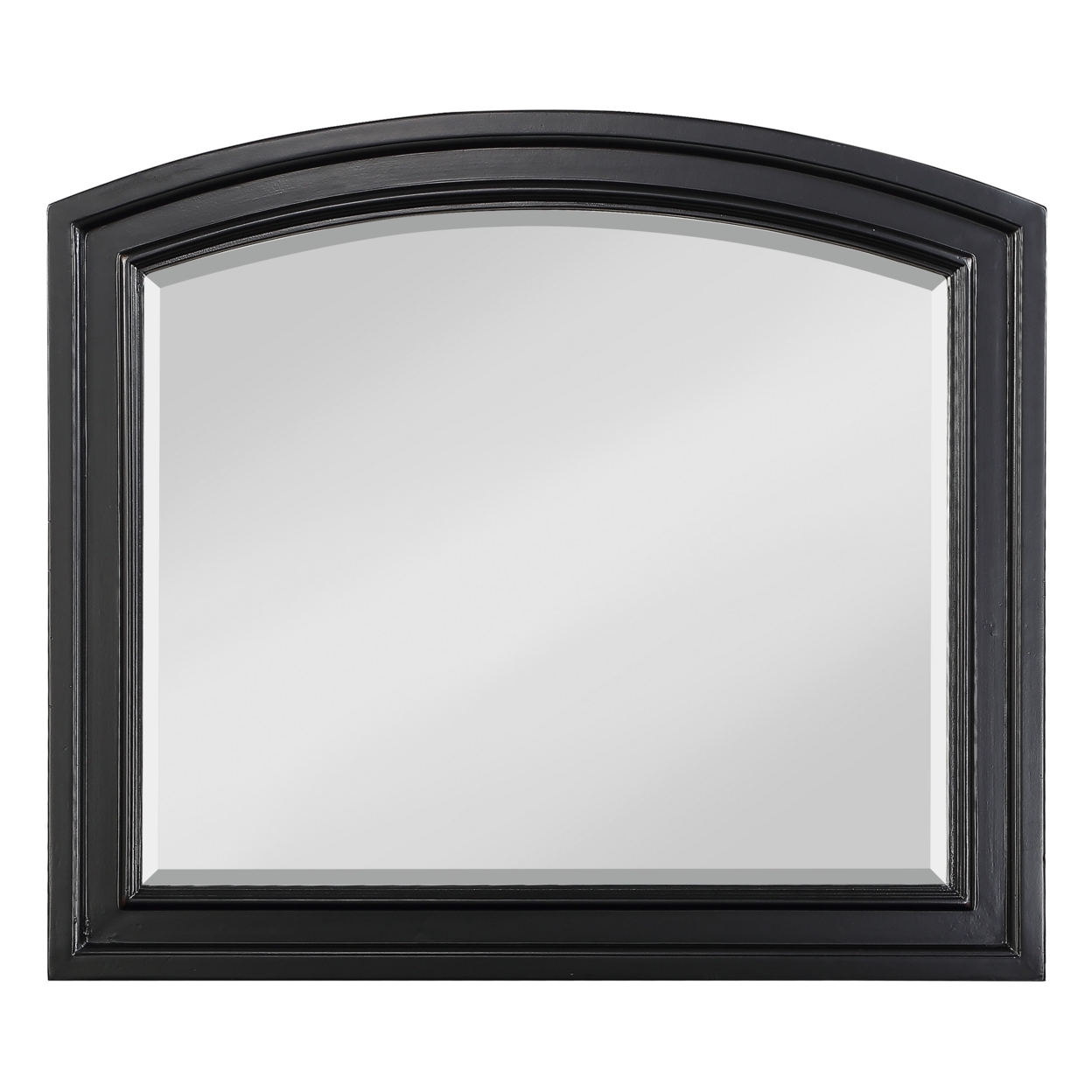 Wooden Mirror With Raised Edges And Curved Top, Black- Saltoro Sherpi