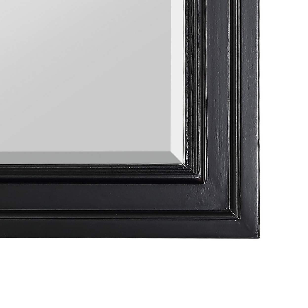 Wooden Mirror With Raised Edges And Curved Top, Black- Saltoro Sherpi