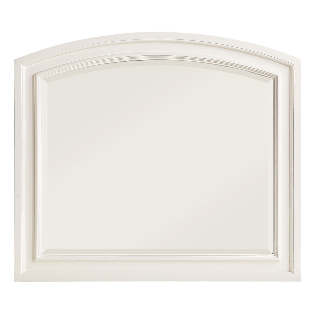 Wooden Mirror With Raised Edges And Curved Top, White- Saltoro Sherpi
