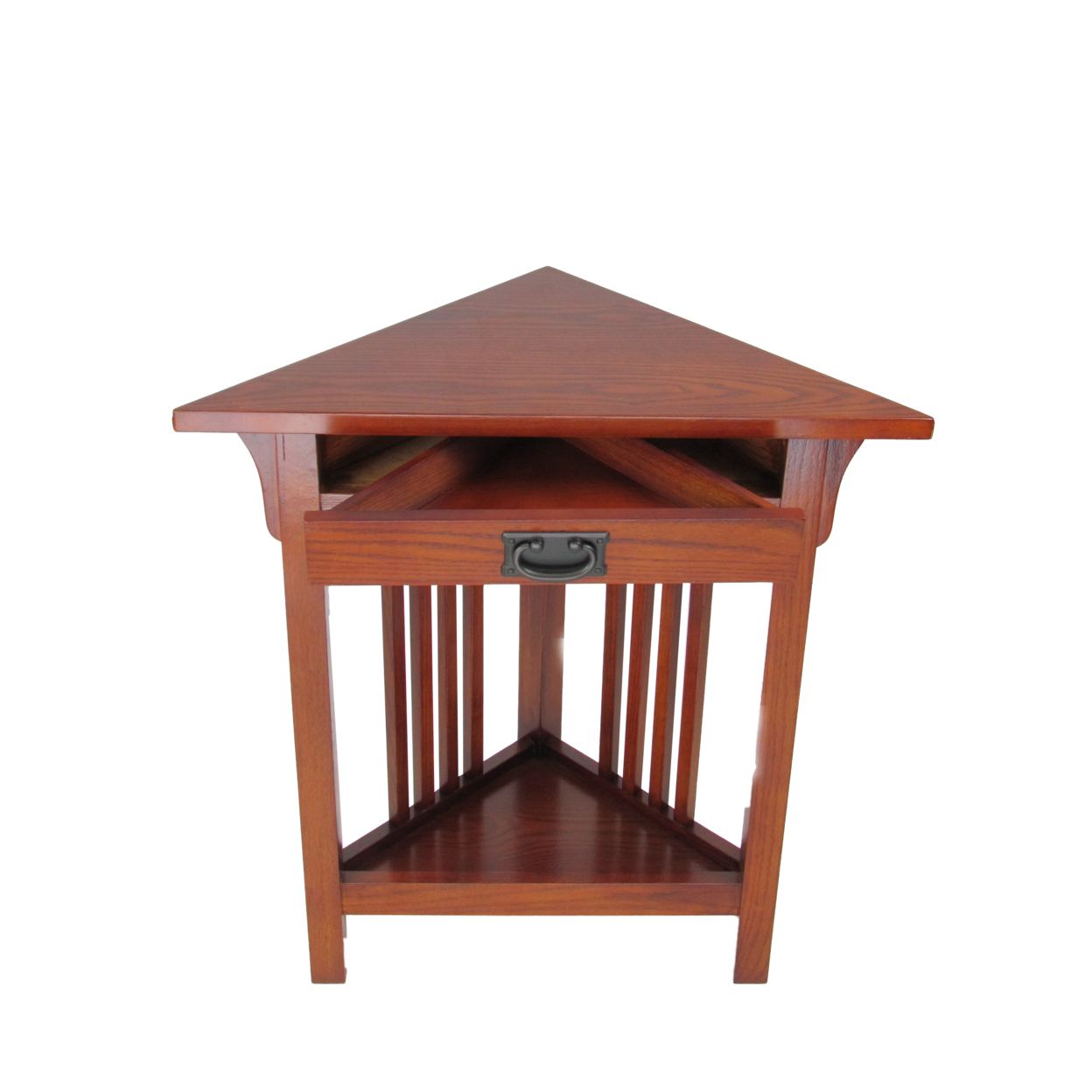 Mission Style Wooden Corner Table With 1 Drawer And Bottom Shelf, Brown- Saltoro Sherpi