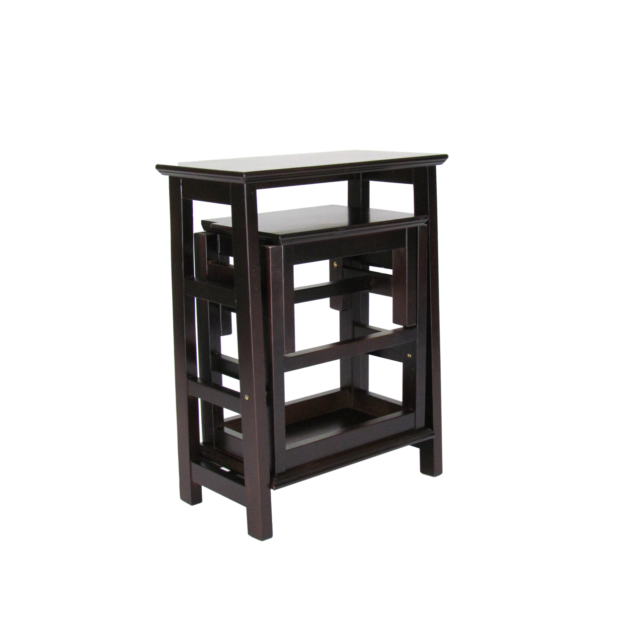 Traditional Style Wooden 3 Step Folding Table, Dark Brown- Saltoro Sherpi