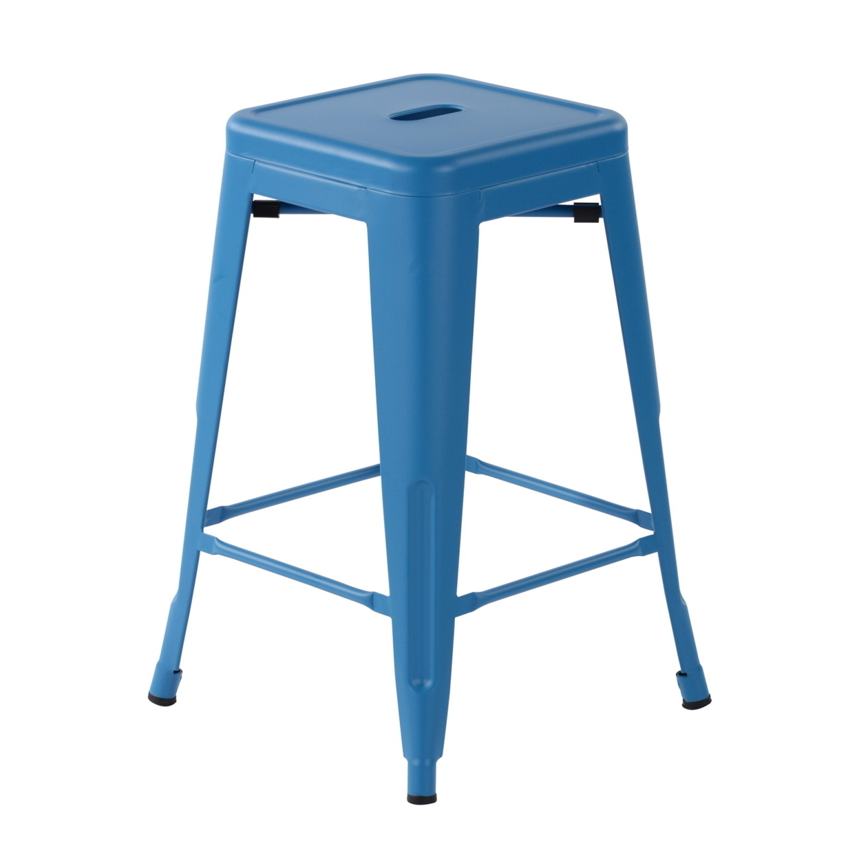 24 Inch Backless BLUE Metal Counter Stools set of 4